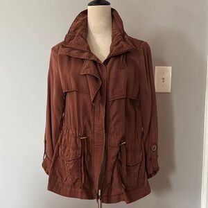 Anthropologie Cartonnier Brown Utility Jacket with Drawstring Waist
